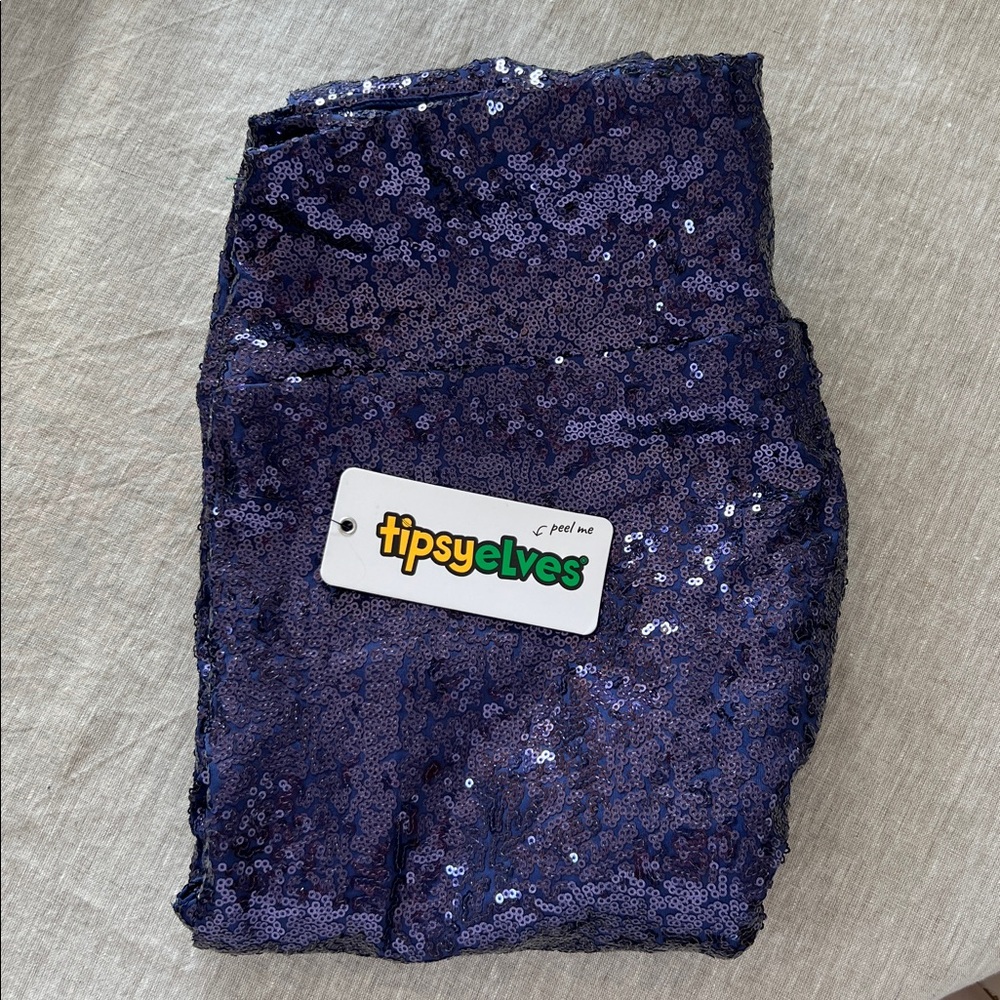 Tipsy Elves Blue Sequin High Waisted Leggings XL - Picture 6 of 8